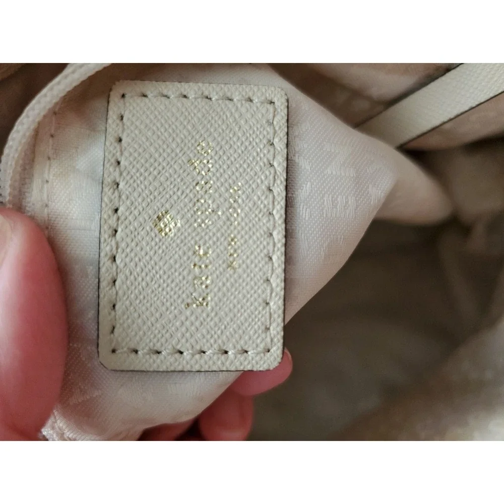 Kate Spade Ivory Beige Saffiano Leather Satchel Purse Handbag With Strap Handles